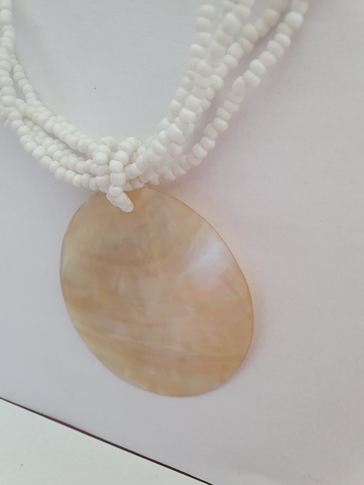 Artisan Mother of Pearl MOP Shell Seed Bead None Metal necklace