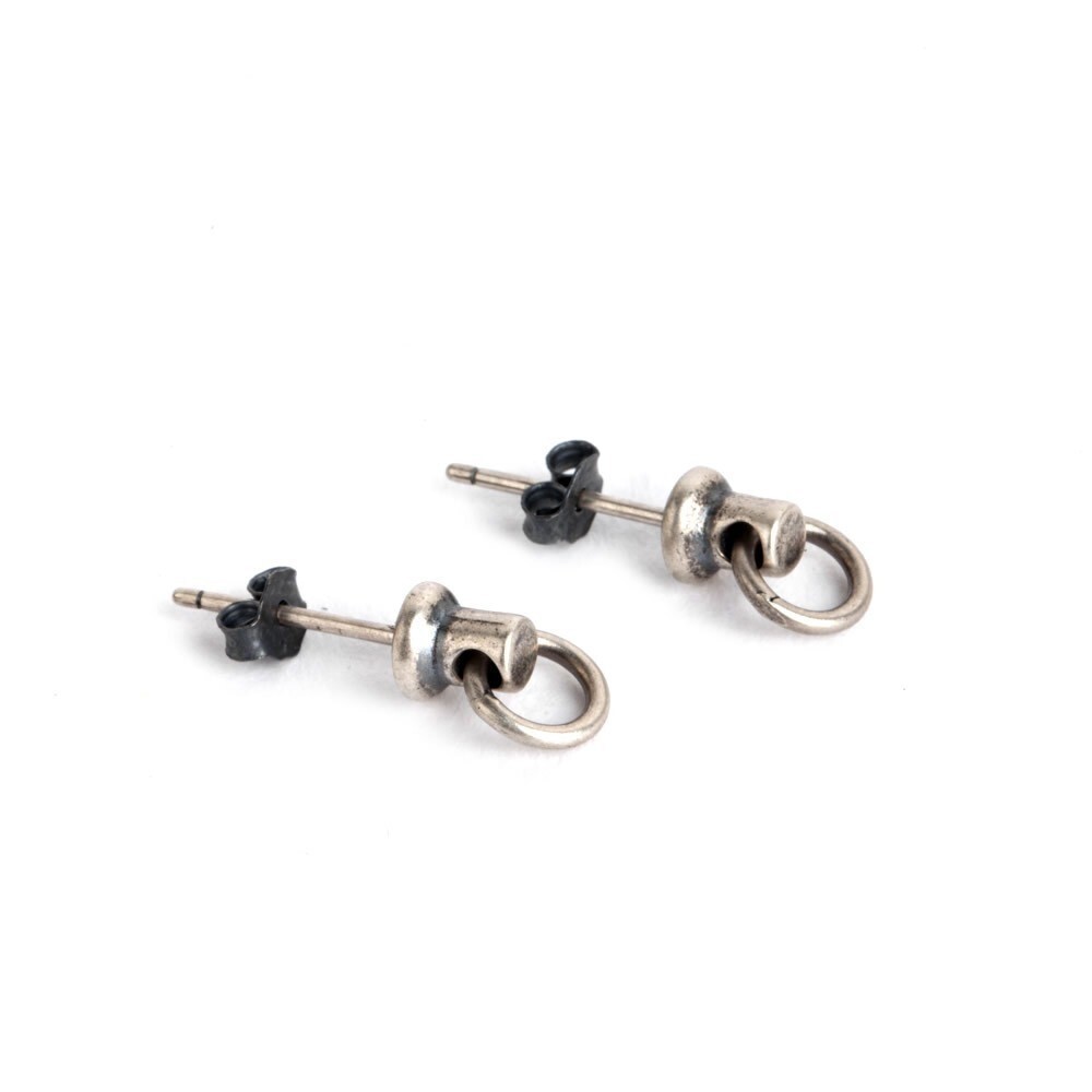 Door Knocker Mini Hoop Ear Stud Earrings Punk Vintage Gothic 925 Sterling Silver