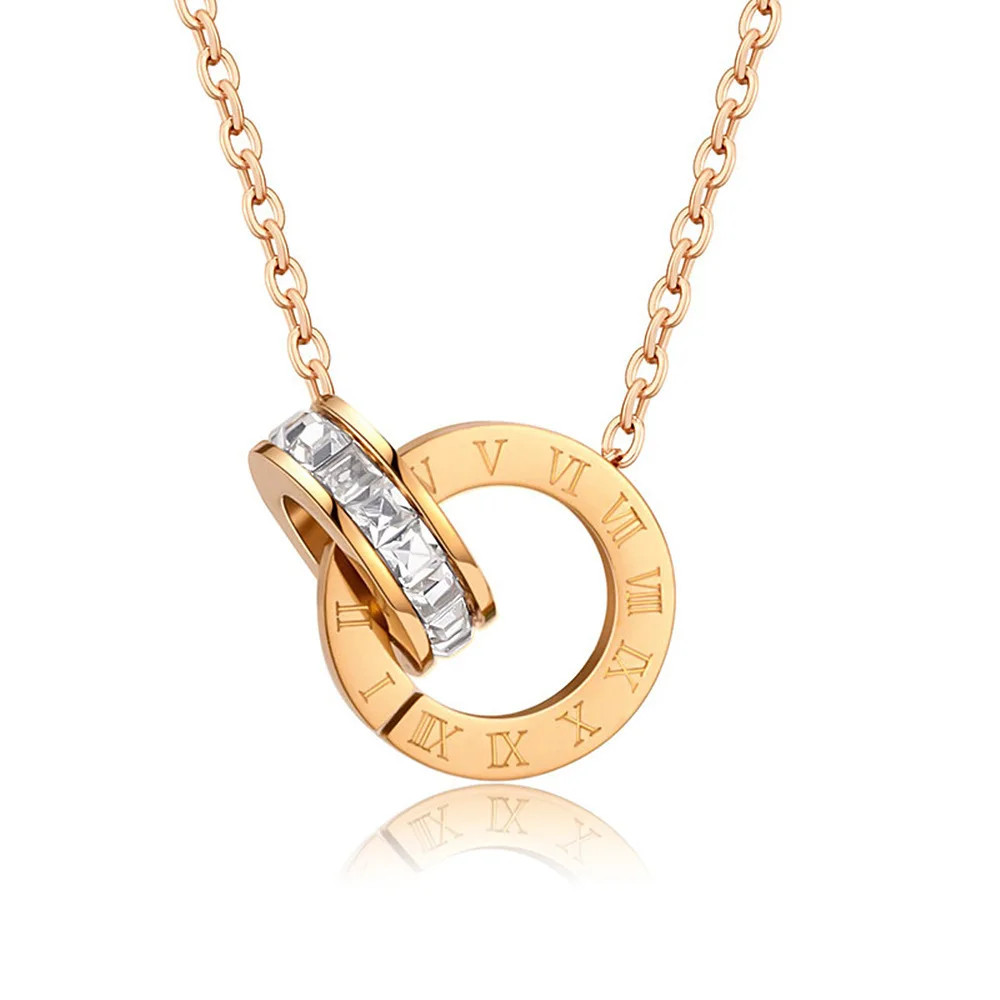 18K Gold Plated Stainless Steel Interlocking Circles Infinity Style Roman