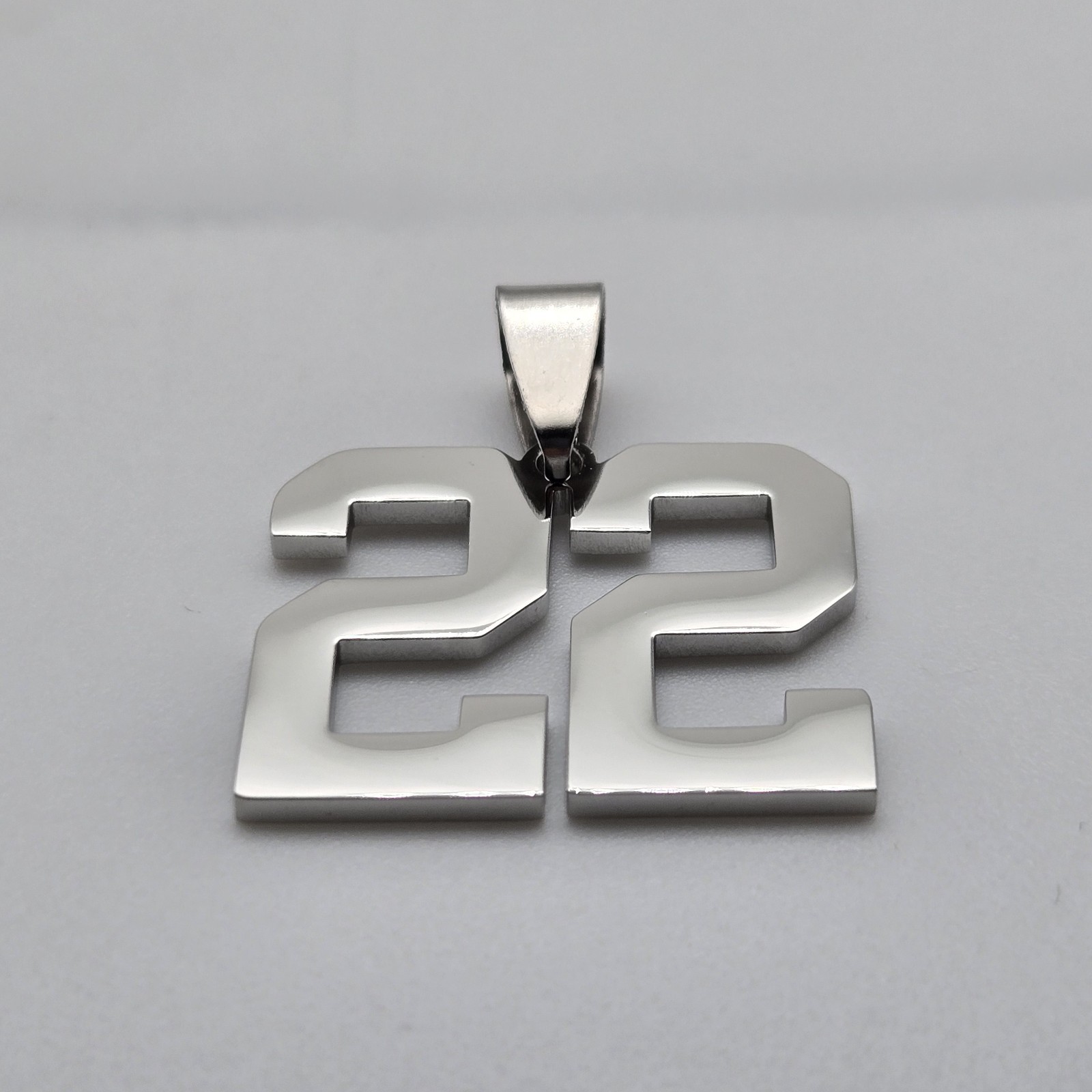 #22 BASEBALL FOOTBALL NUMBER Pendant Charm / 18″-24″ STAINLESS CHAIN NECKLACE