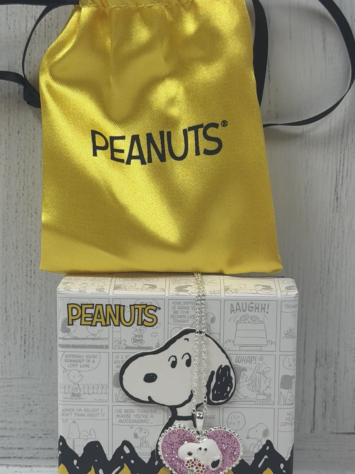 Peanuts Snoopy Heart & Flowers Pendant Necklace | Valentine’s Day Jewelry