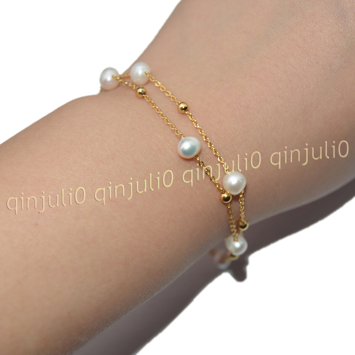 Real Natural 6-7mm White Freshwater Baroque Pearl Necklace Gold Chain 20/32”