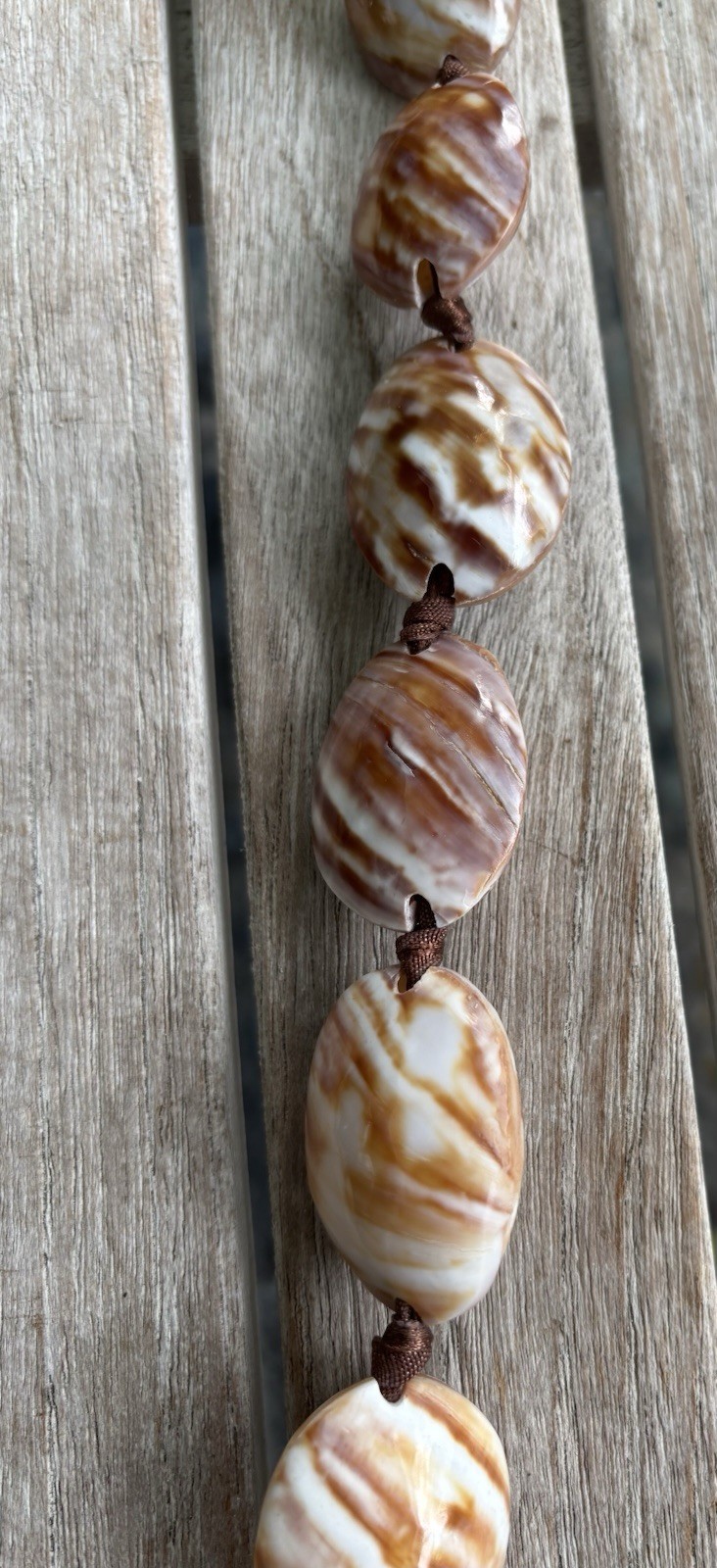 Brown White Natural Shell Beaded Necklace Beach Sea Cord Chain Adjustable Tie