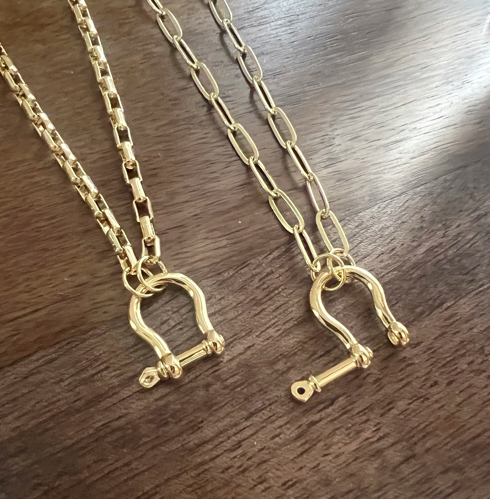 Gold Filled Carabiner Necklace Paperclip or Box Chain Charm Holder No Extender