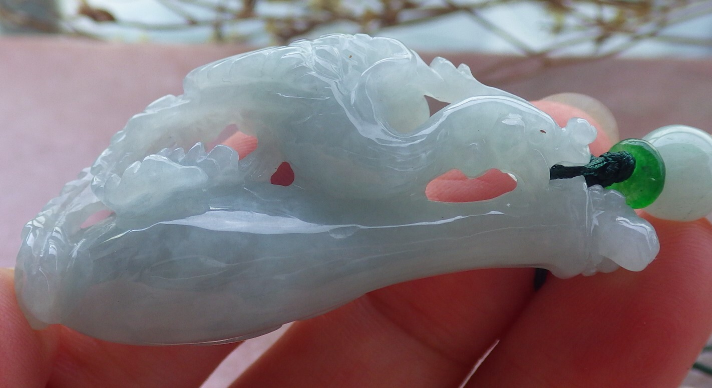 Certified Green Burma Natural A Jade jadeite Pendant Phoenix Vase 凤凰 569813 AS