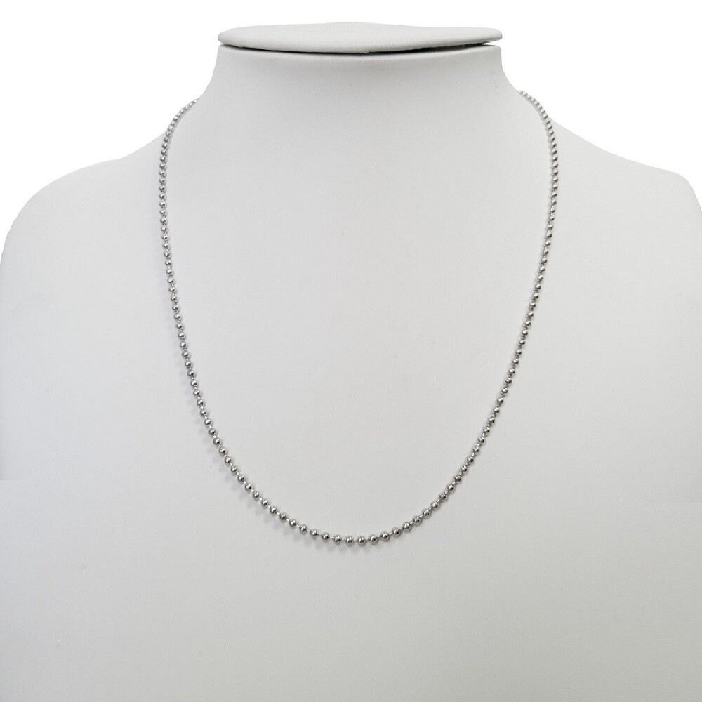 Sterling Silver Rhodium Finish 2.3 mm Polished Bead Ball Chain Necklace