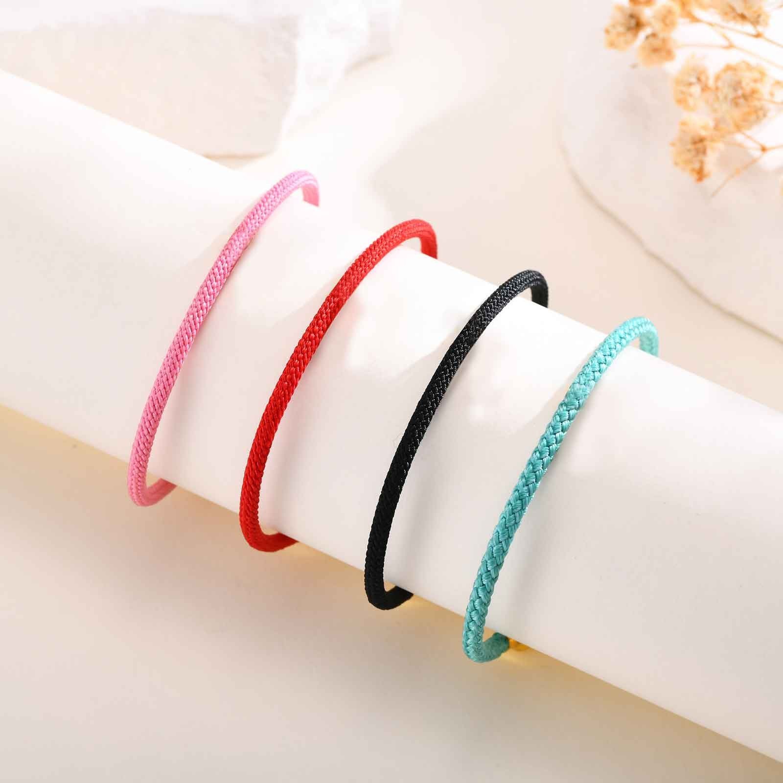 Women Screw Head Woven Steel Wire Elastic Rope Open Bangle Bracelet Classic Gift