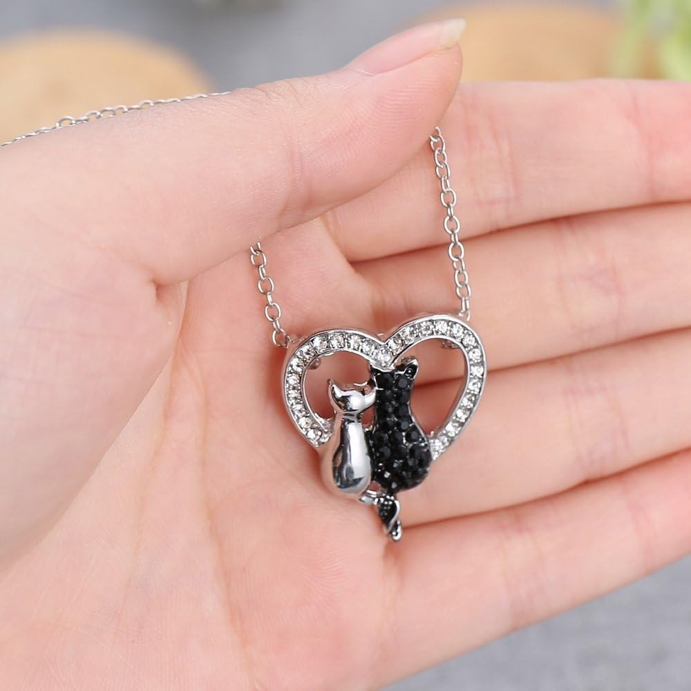 Flawless Cat Shape Heart Necklace with Cubic Zirconia – Perfect Gift for Kids