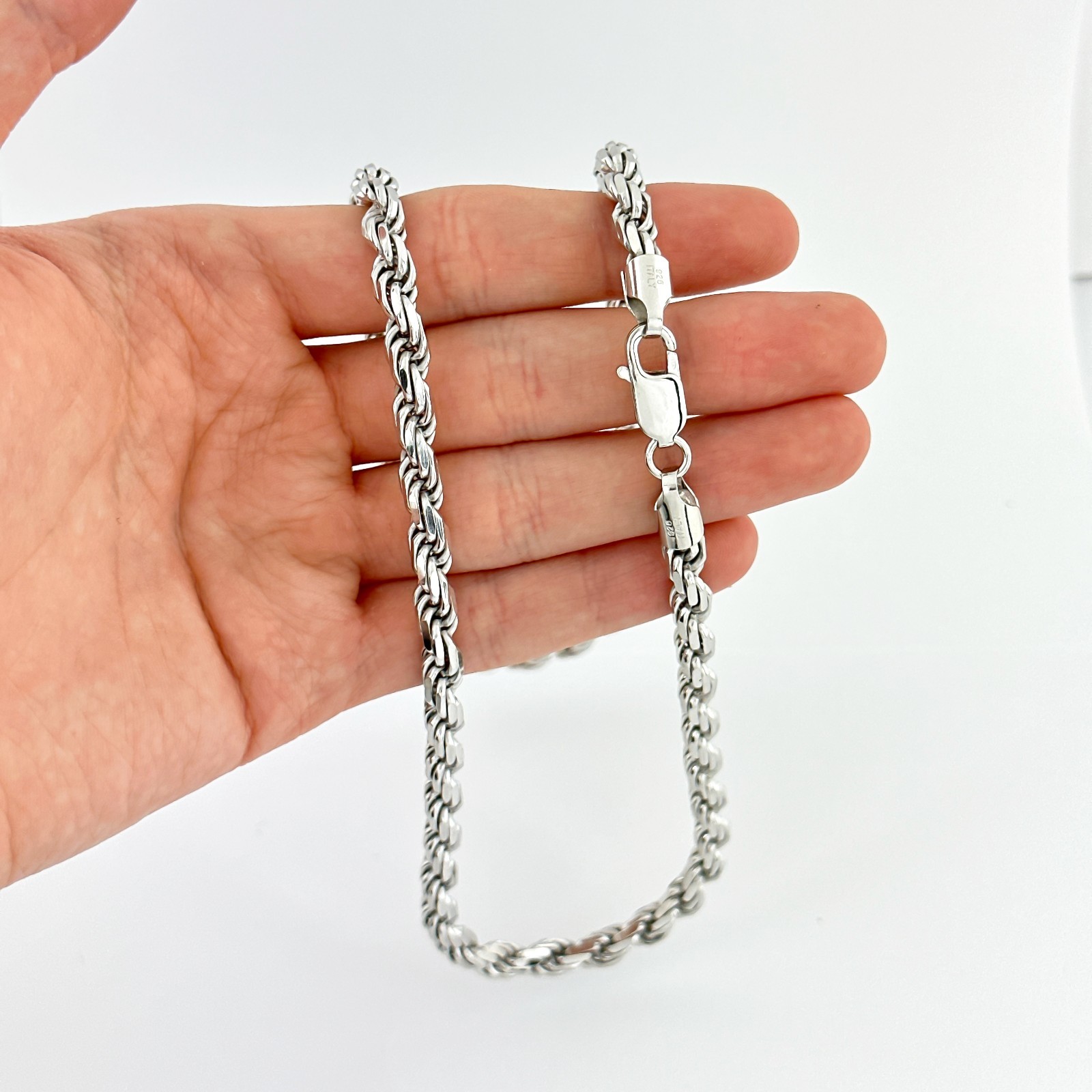 5.5mm Diamond Cut Rope Chain Necklace 925 Sterling Silver .925 Italy
