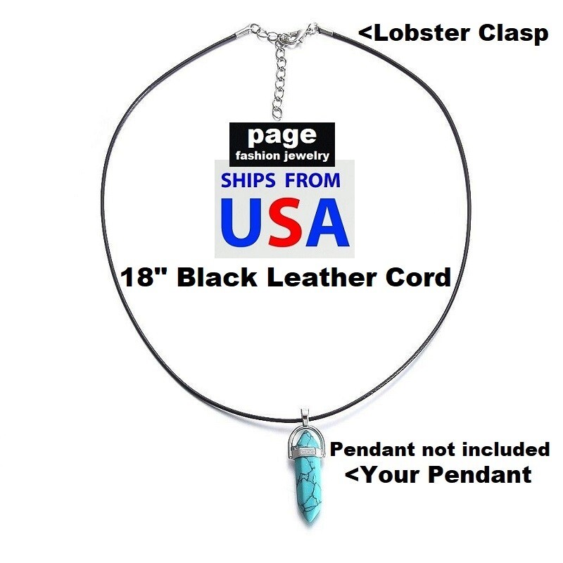 1pc Braided 18″ Black Leather Cord Necklace w/Lobster Clasp For Your Pendent