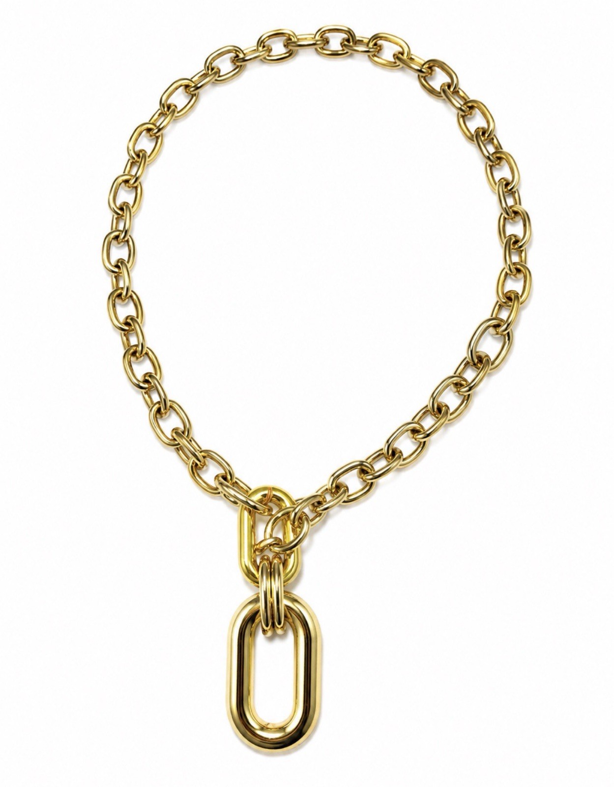 Gold Tone Chunky Chain Necklace Toggle Clasp Statement Fashion Jewelry 46cm