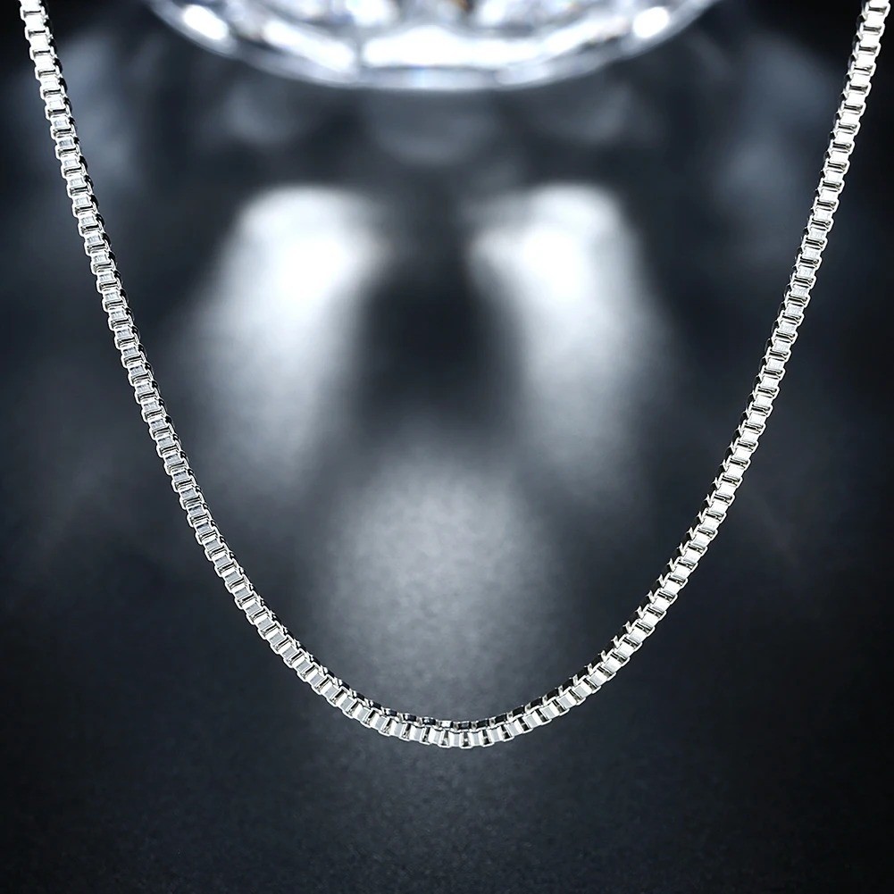 Sterling Silver Box Chain Necklace 16 18 20 22 24 Inch Fine Jewelry Women