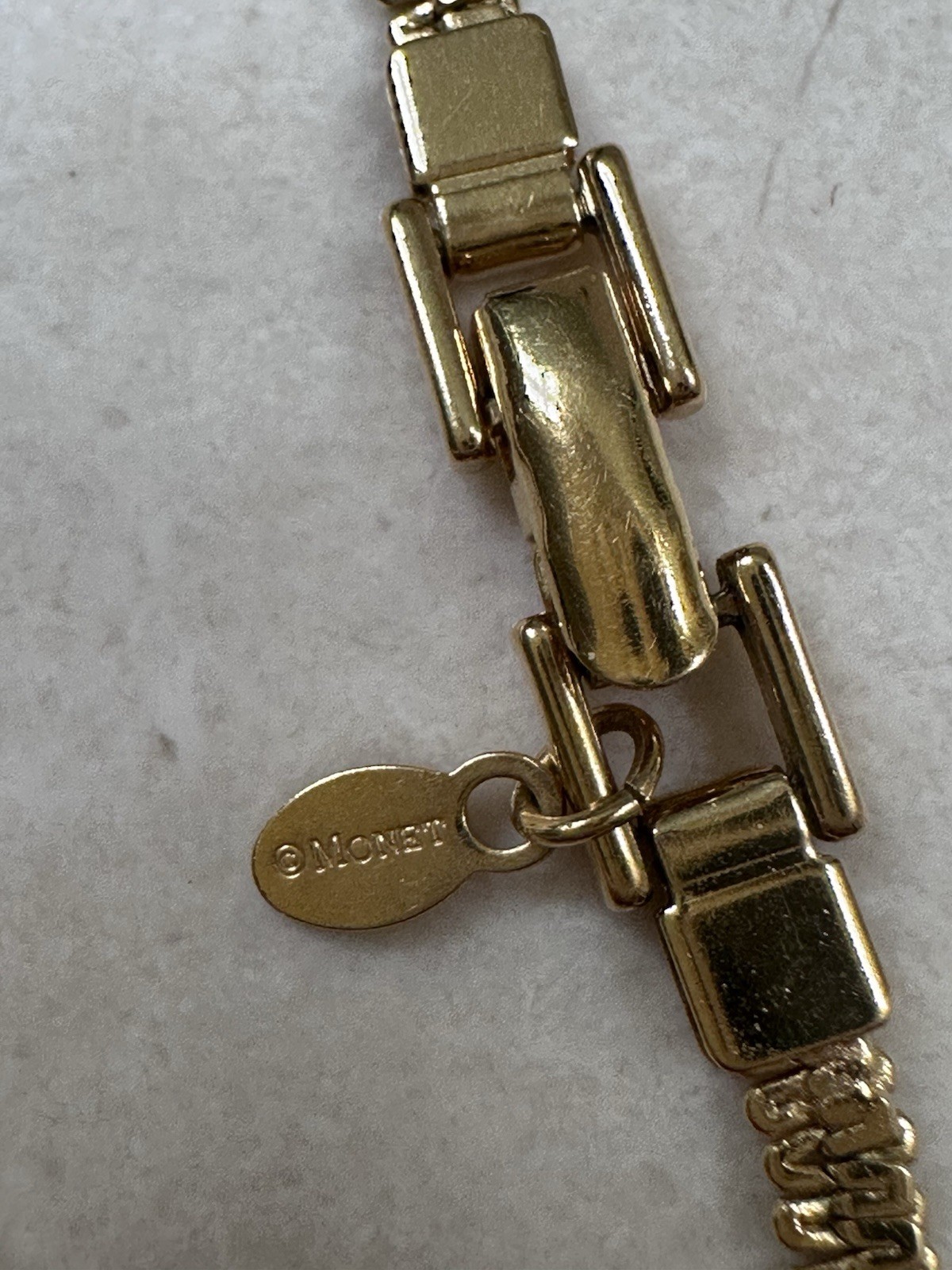 Vintage 70’s Monet Signed Gold Tone Serpentine 18” Necklace Gold Plated