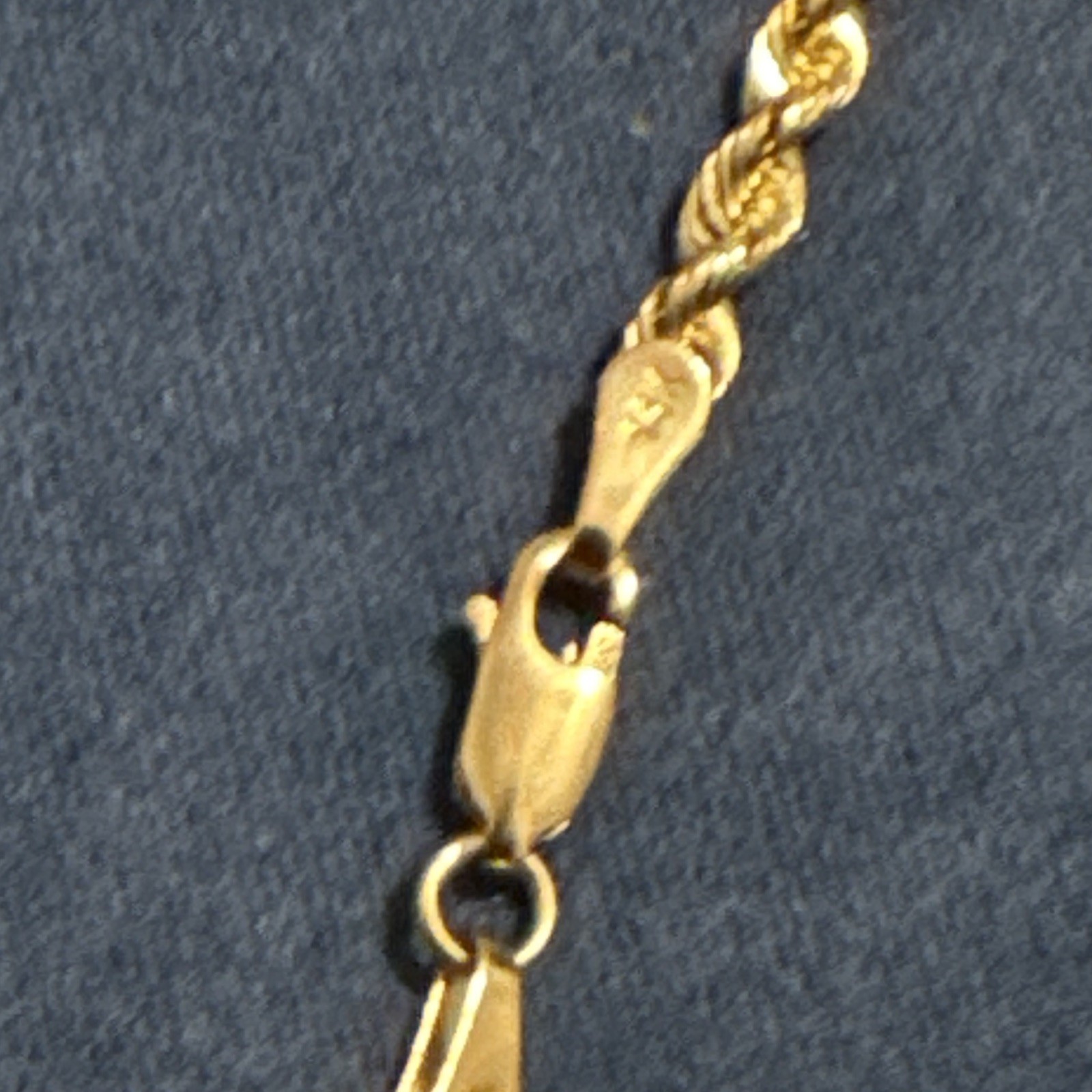 14k Yellow Gold Rope Chain Necklace 22 in Lobster Clasp, No Stone