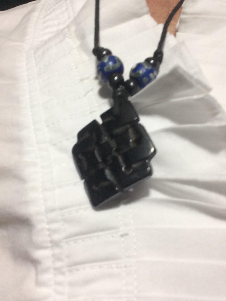 Endless Knot Pendant with Black Cotton Cord Handmade in Nepal – Black
