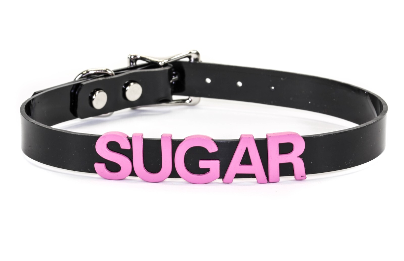 Black Vinyl Slave Name PVC Pink Bdsm-Choker-Slut-Collar-Choker-Adult-Kinky