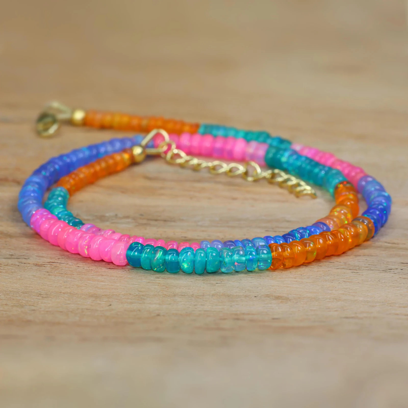 Multi Opal Gemstone Beaded Necklace, Ethiopian Fire Opal Beads Handmade Necklace