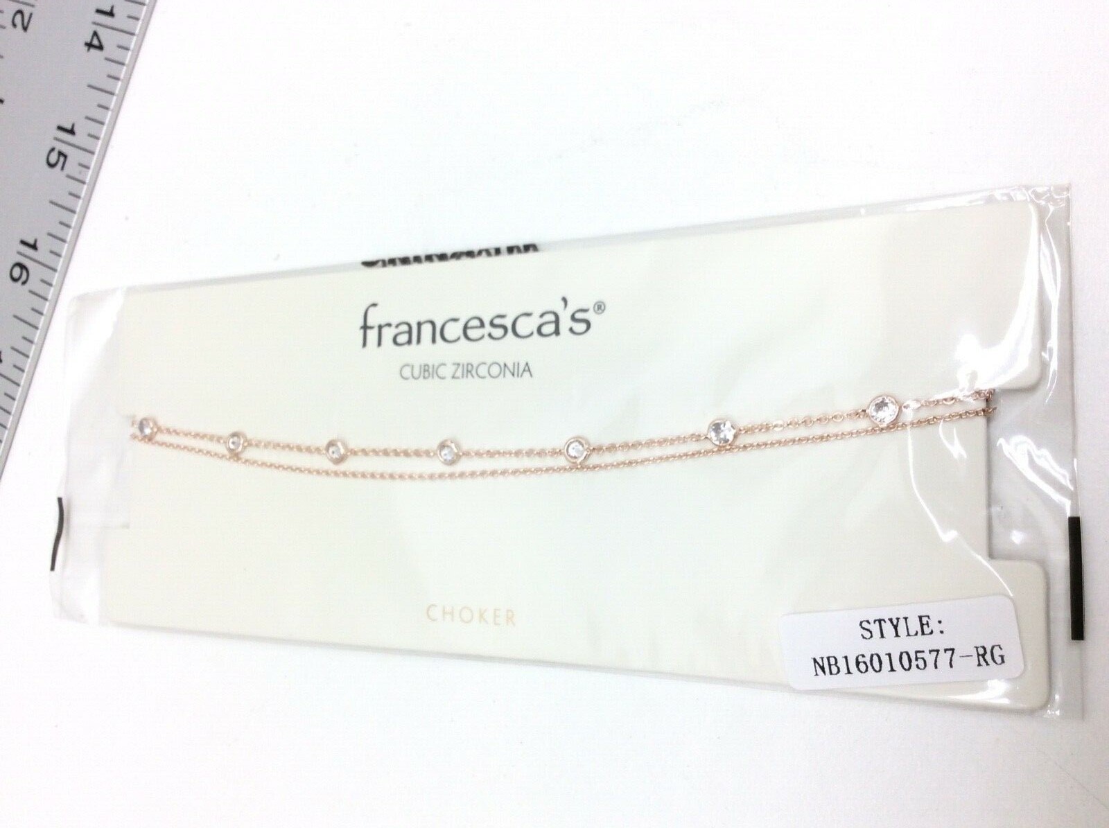 Francesca’s Cubic Zirconia Liberty CZ Station Choker Rose Gold