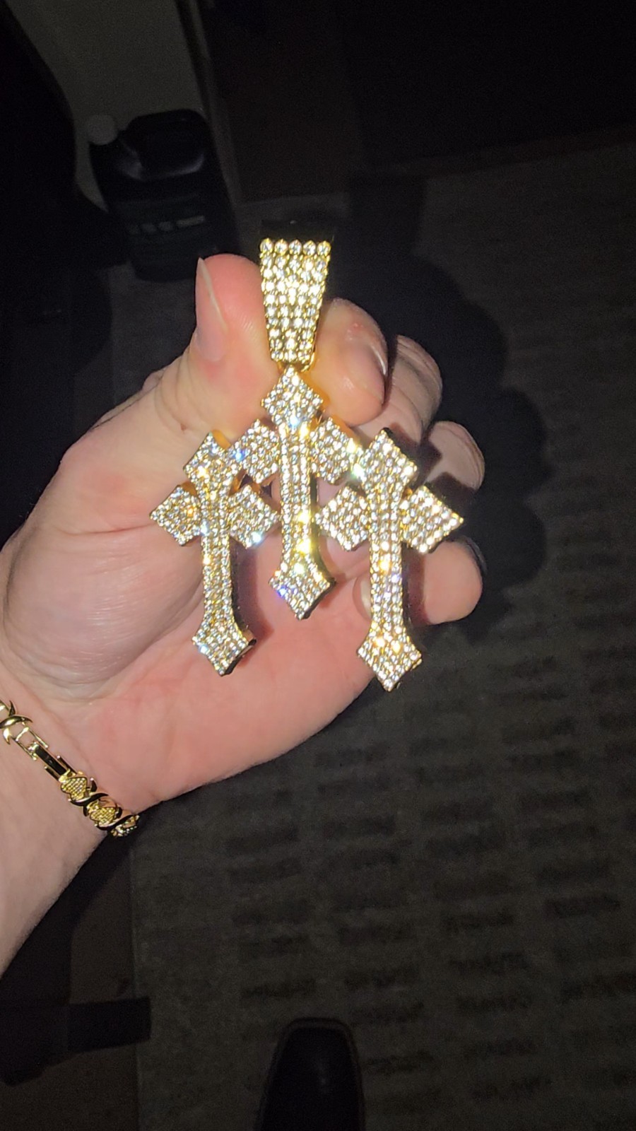 Gold Triple Cross Cz Cross Pendant Hip Hop – Religious