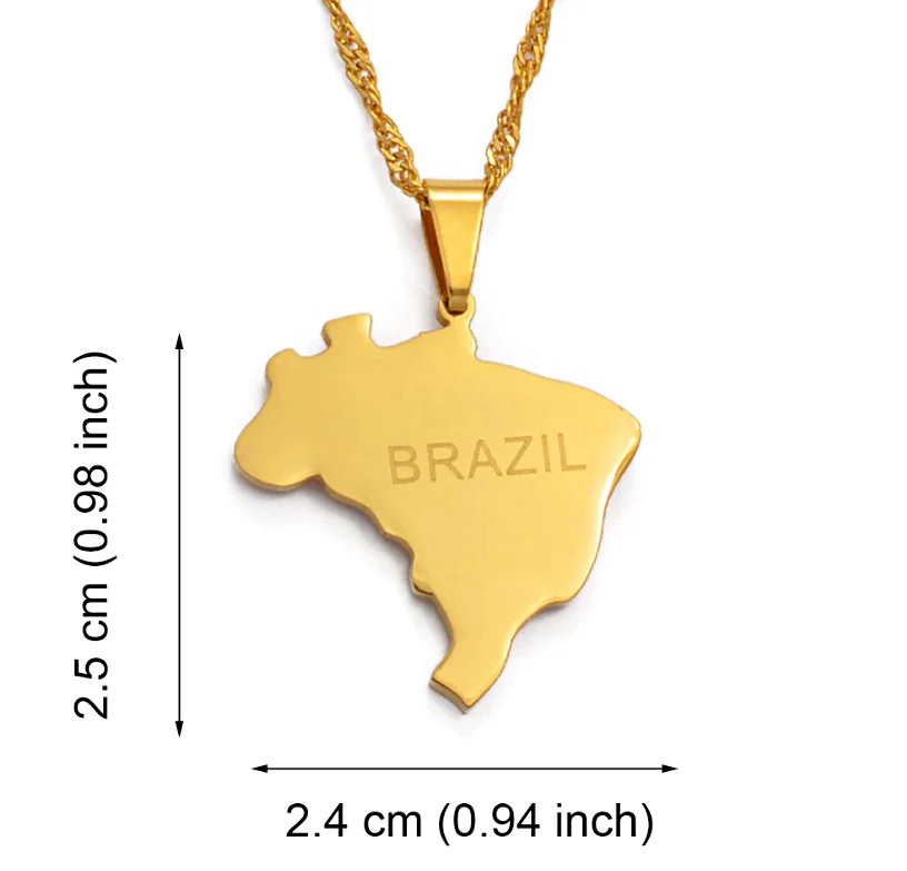 Brazil Map Pendant Necklace