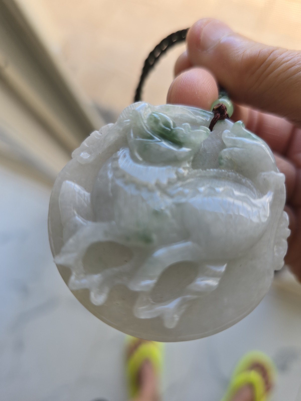 Natural A grade Carve jade Jadeite Pendant Chinese Kylin, Qilin or Kirin (麒麟)