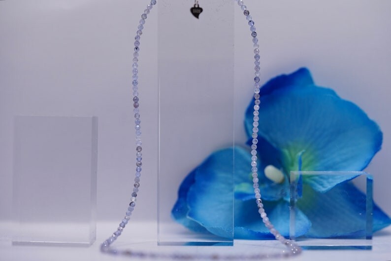Natural Tanzanite Faceted Round Gemstone Beaded Positivity Energy Necklaces 18”