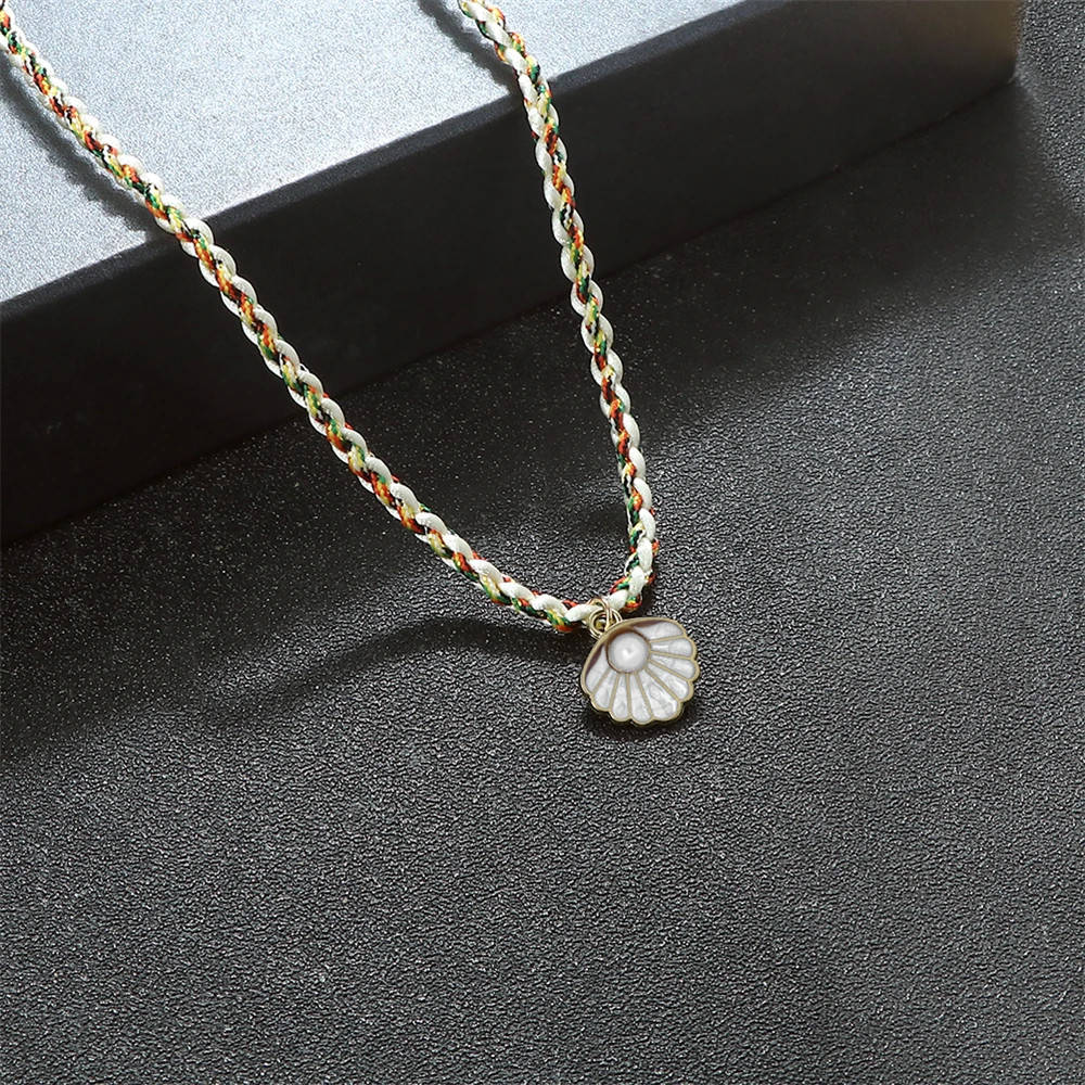 Bohemia Seashell Pendant Necklaces Adjustable Handmade Braided Rope Choker Fashi