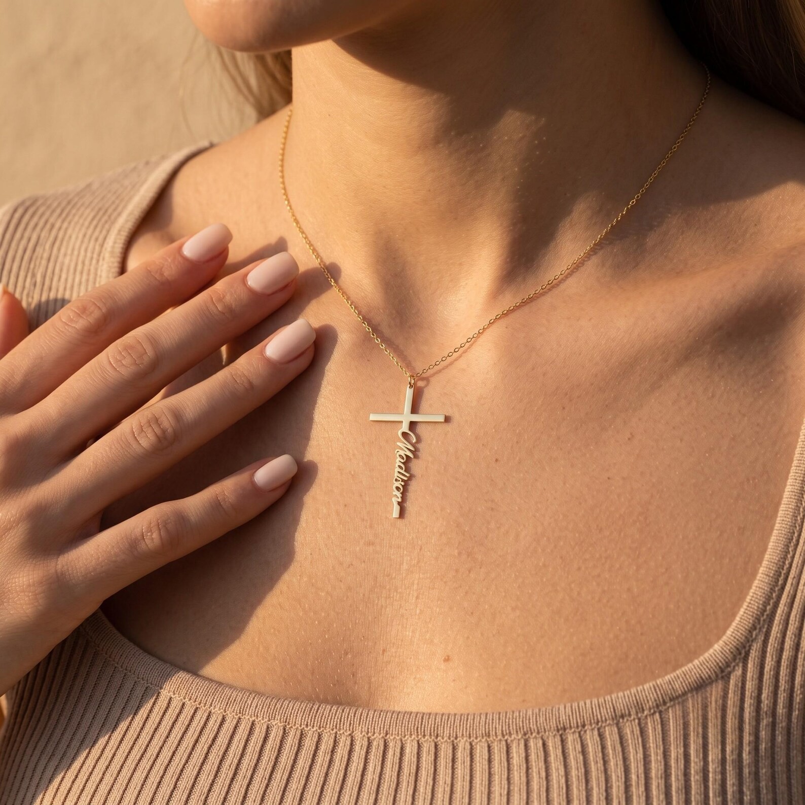 Personalized Cross Name Necklace Pendant Men Women Gifts for Family 3 Styles