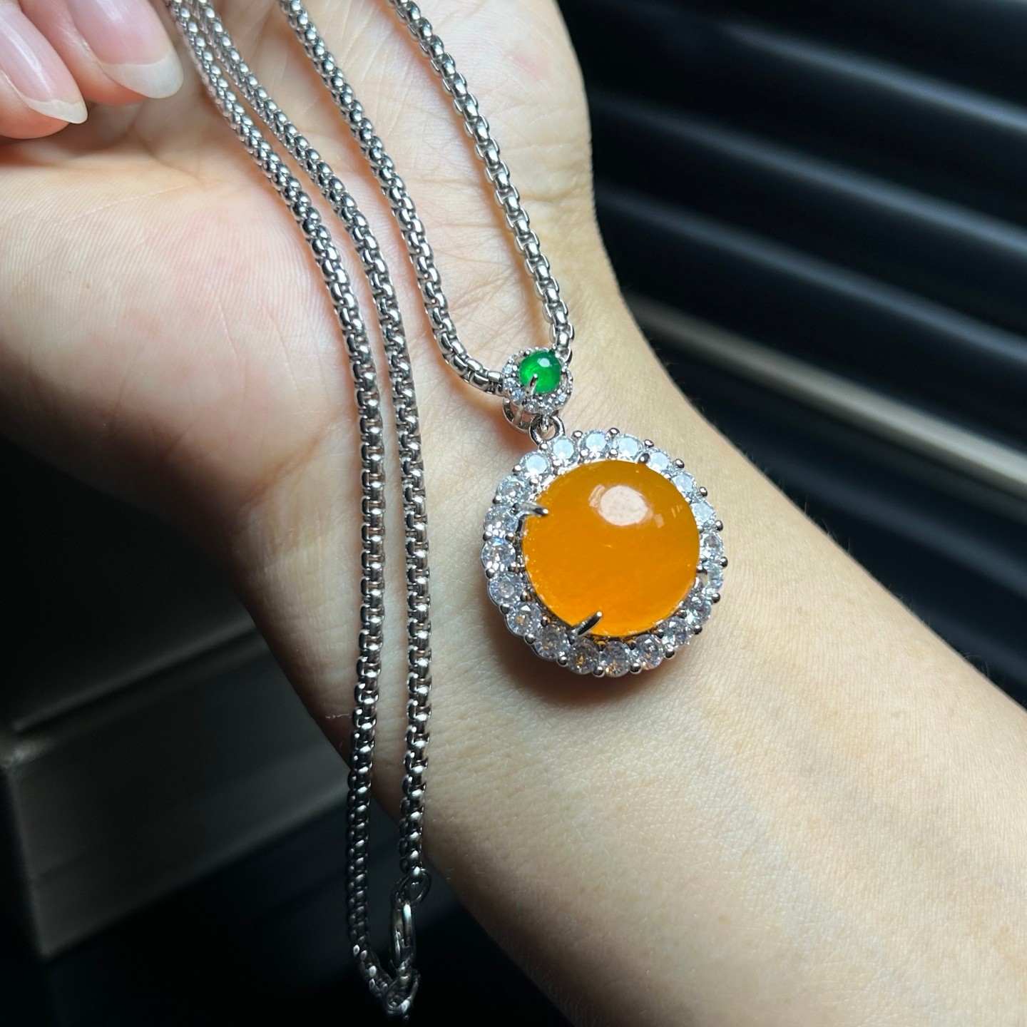 Real Natural High Ice Yellow Myanmar Jade Jadeite amulet Pendant&Necklace