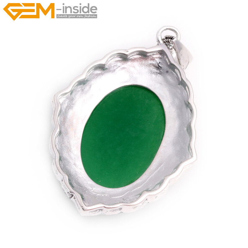 Silver Marcasite Tibetan Oval Turquoise Cat Eye Beads Jewelry Pendant Necklace