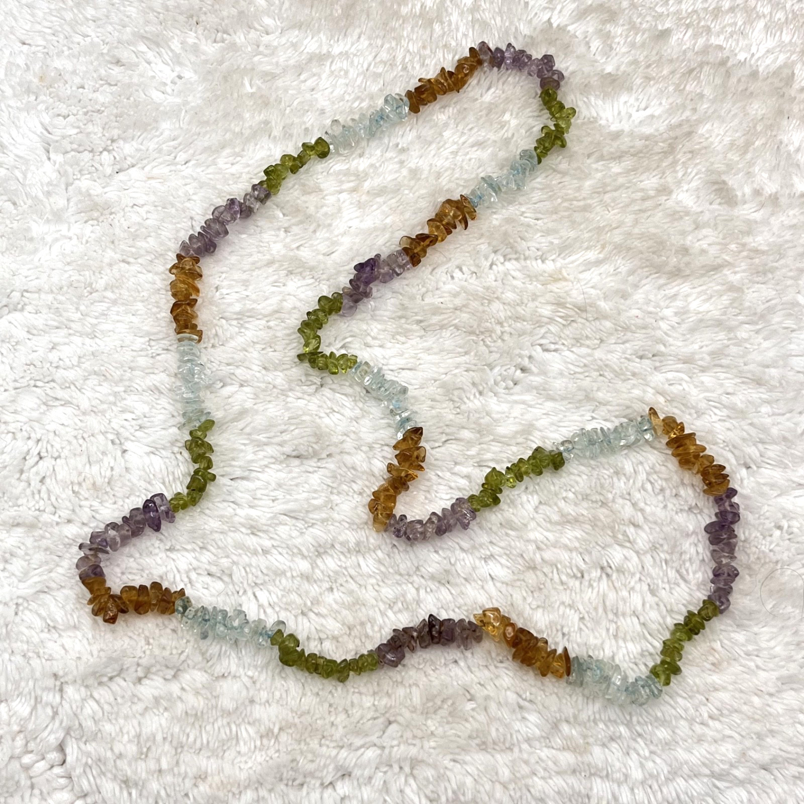 Vintage Gemstone Chip Necklace Multicolor Spring Colors Fairycore 30″