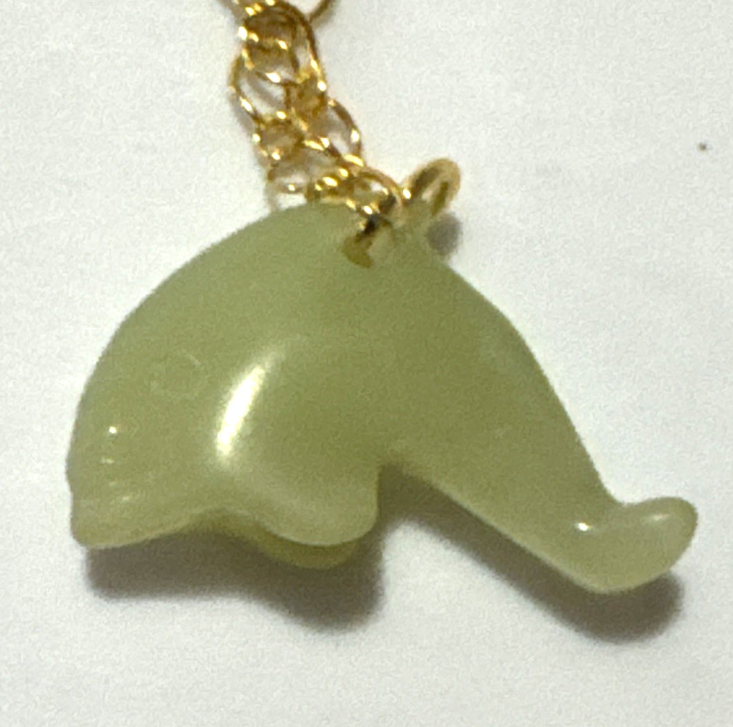 Dolphin Green Aventurine Pendant Necklace Jewelry Gold Tone Chain Genuine Stone