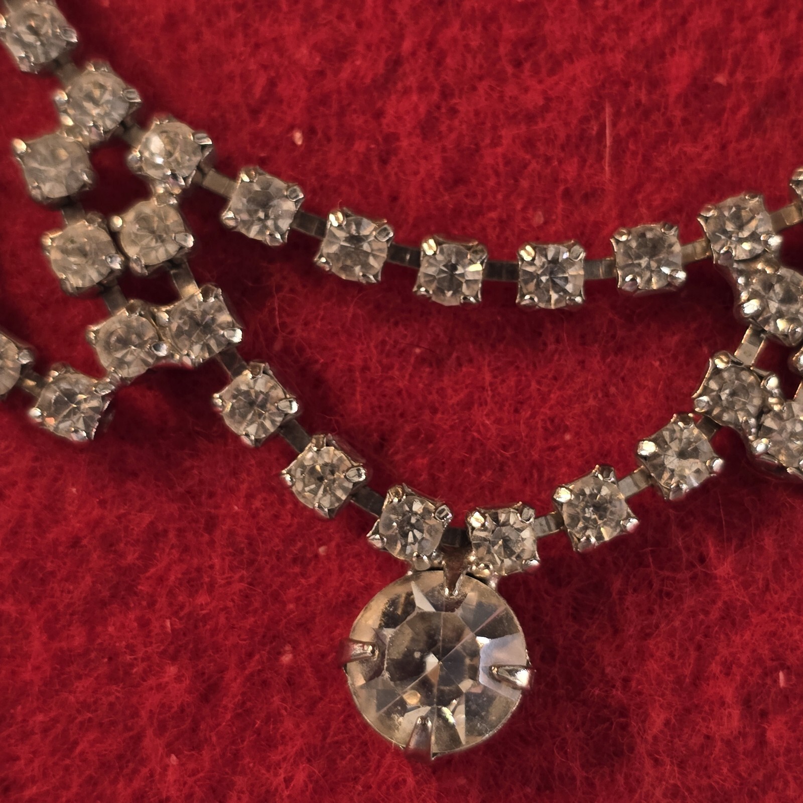 Rhinestone Choker Necklace 10K WGF 15″ Bezel/Prong Settings Open Back Vintage