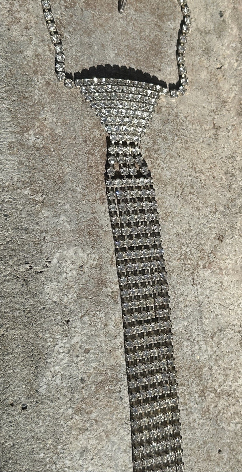 Vintage Tie Shape Rhinestones Necklace