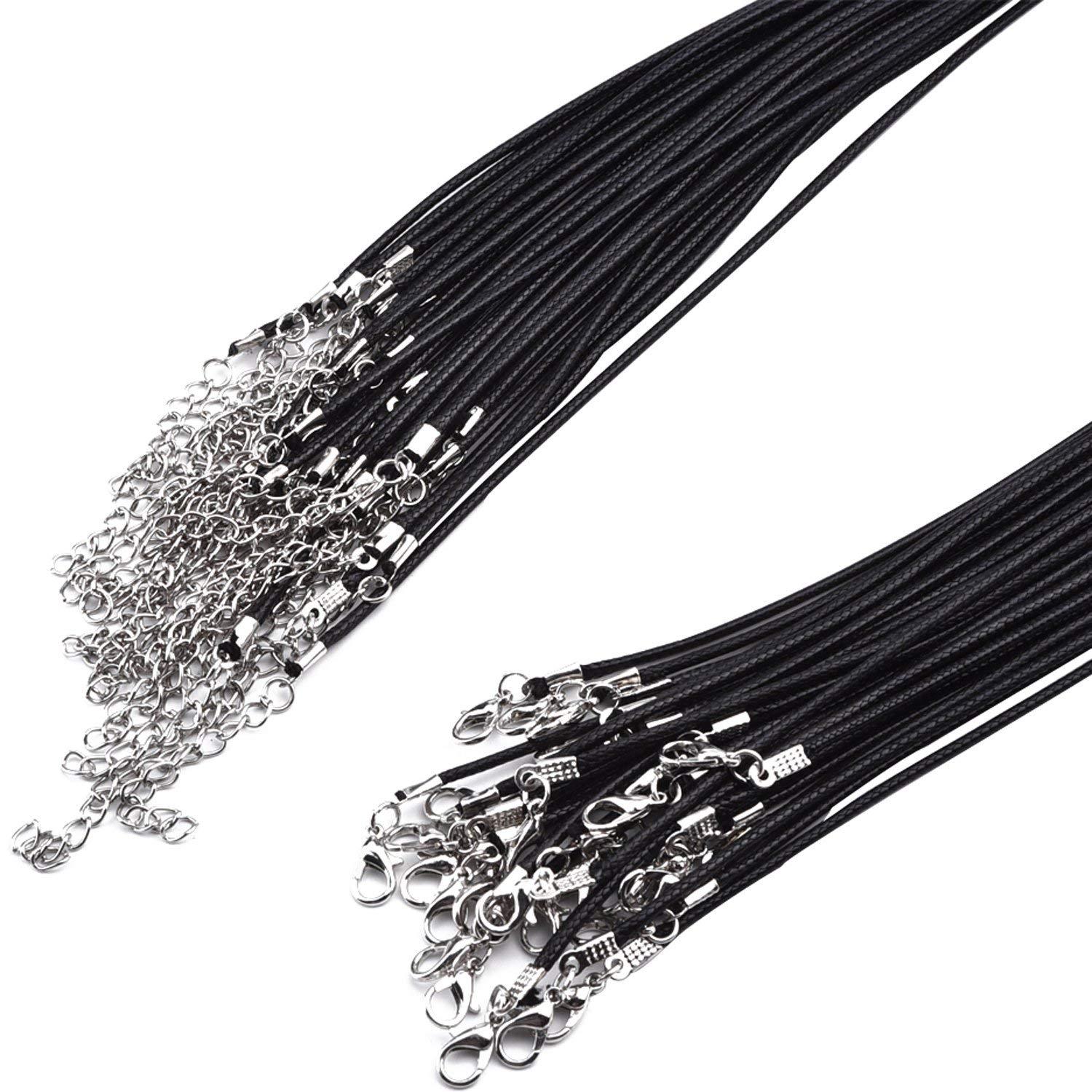 10-100Pcs Black Leather Necklace Rope Cord Chain String for DIY Jewelry Making