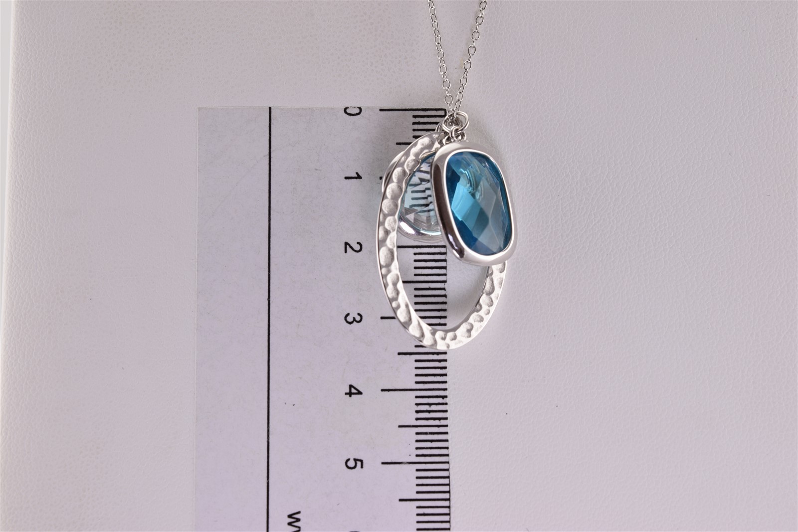 Victoria Townsend Sterling Silver 32mm Faceted Blue White 925 Pendant 18″ Chain
