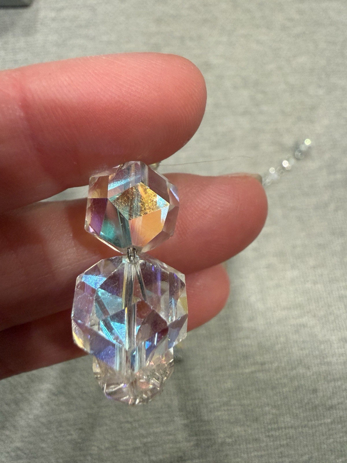 Vintage Aurora Borealis Faceted Crystal Necklace Graduated Hand Linked Jewelry