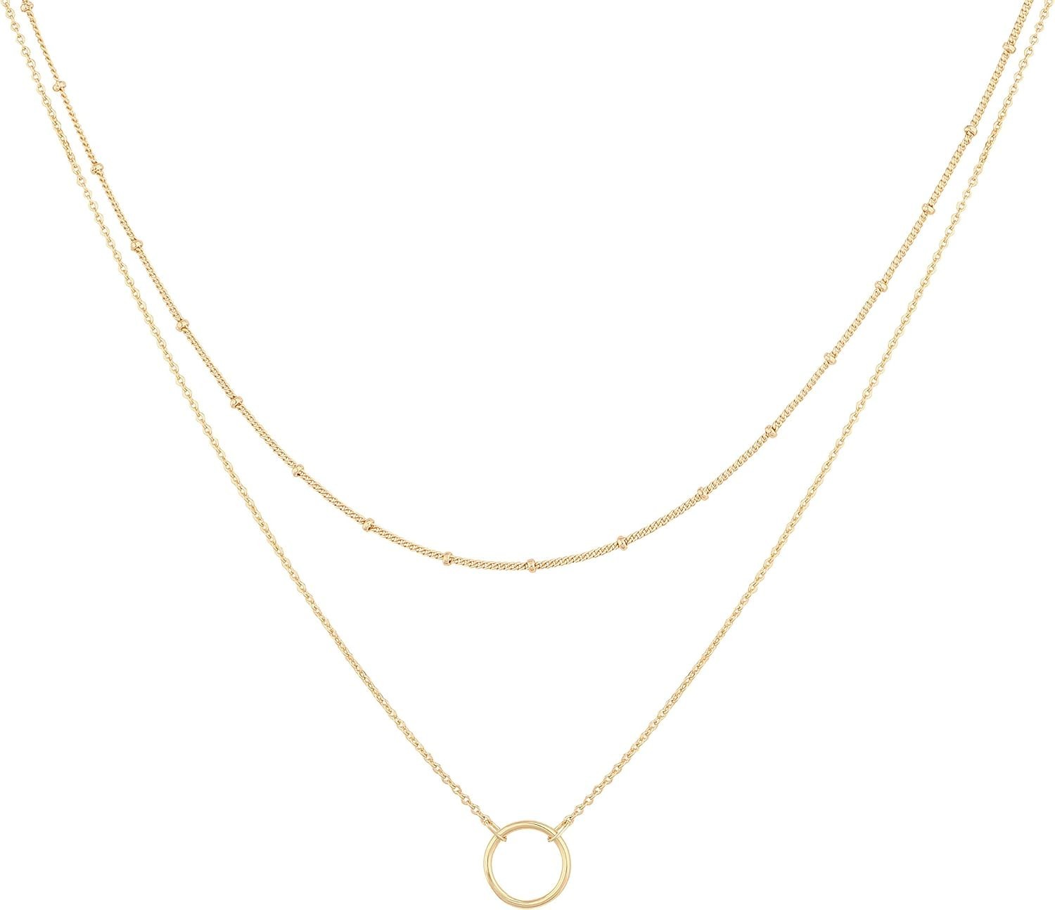 Versatile Heart Charm Layered Necklace – 18K Gold Plating & Adjustable Length