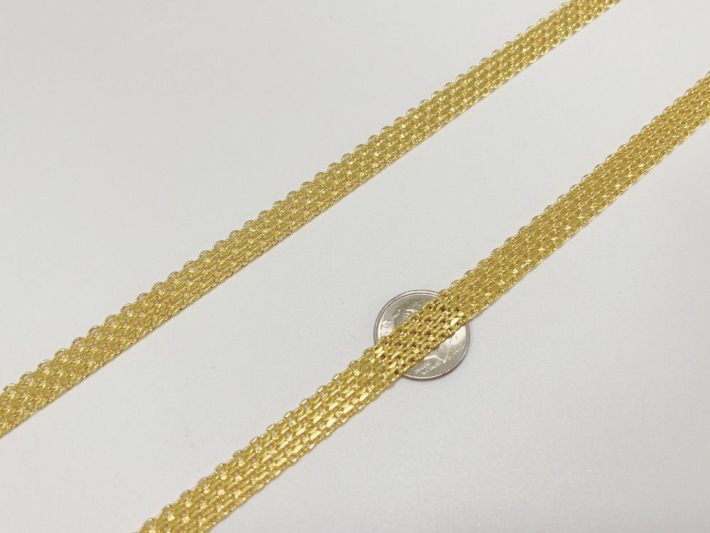 Solid 18K Yellow Gold Vintage Multi Layer Wide Necklace Chain 8mm 24in men/women
