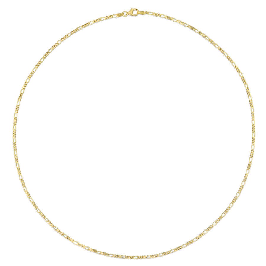AMOUR 2.2mm Figaro Chain Necklace In Yellow Plated Sterling Silver, 20 In