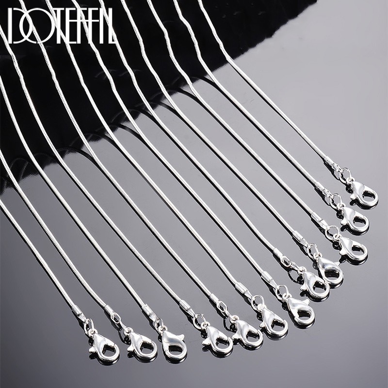 10PCS wholesale 925 sterling solid silver 1MM 16-30inch snake chain necklace