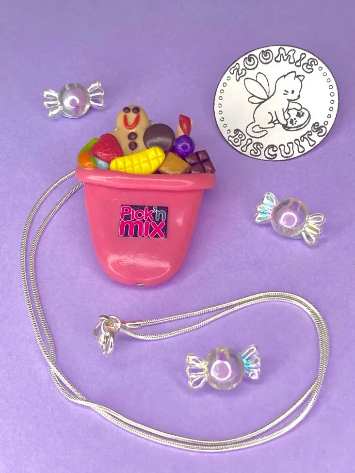 Pick and mix necklace handmade (polymer clay) retro and unique