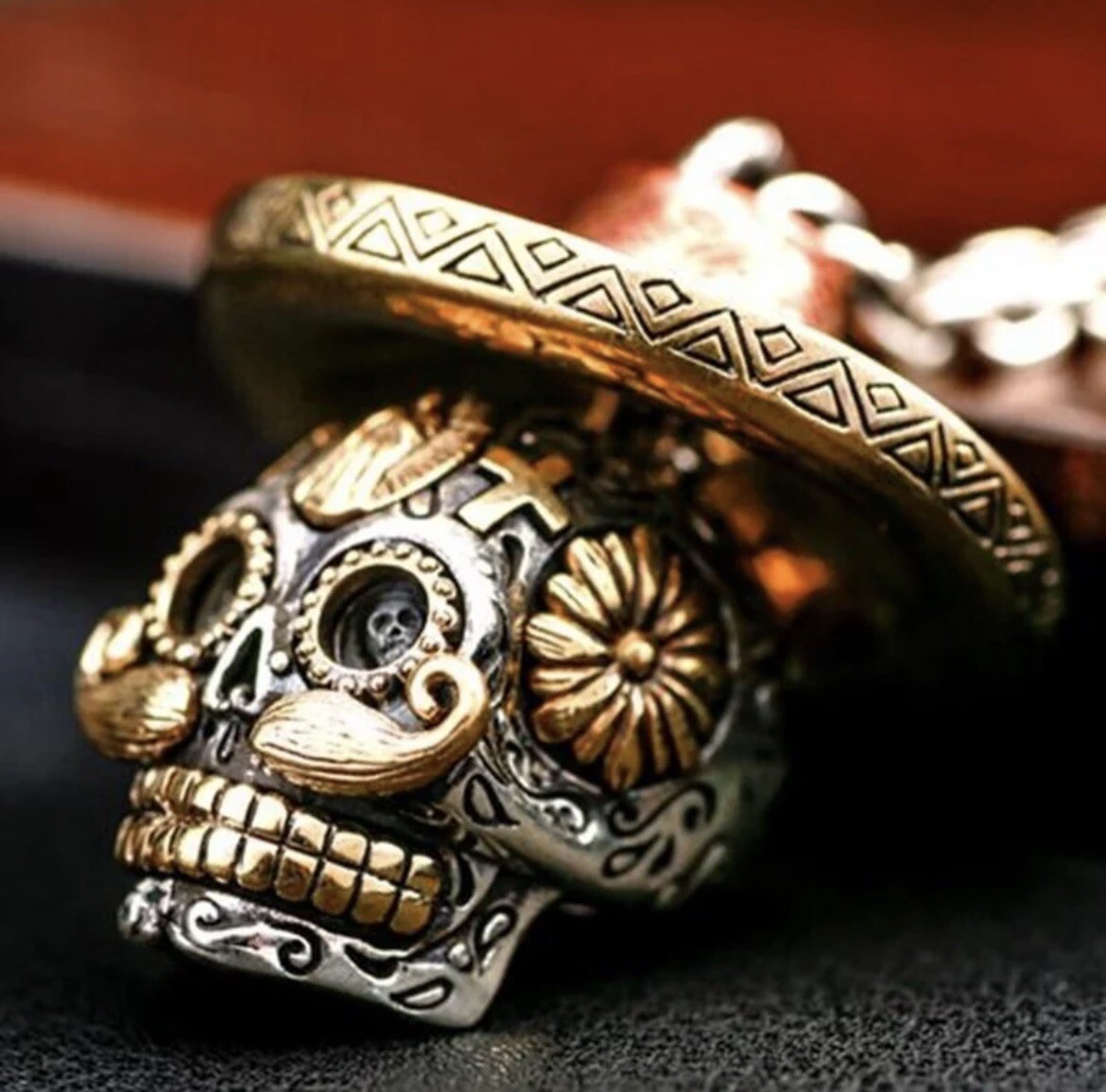 Men’s Fashion Jewelry Silver Skull Calavera Day Of The Dead Pendant Necklace 156