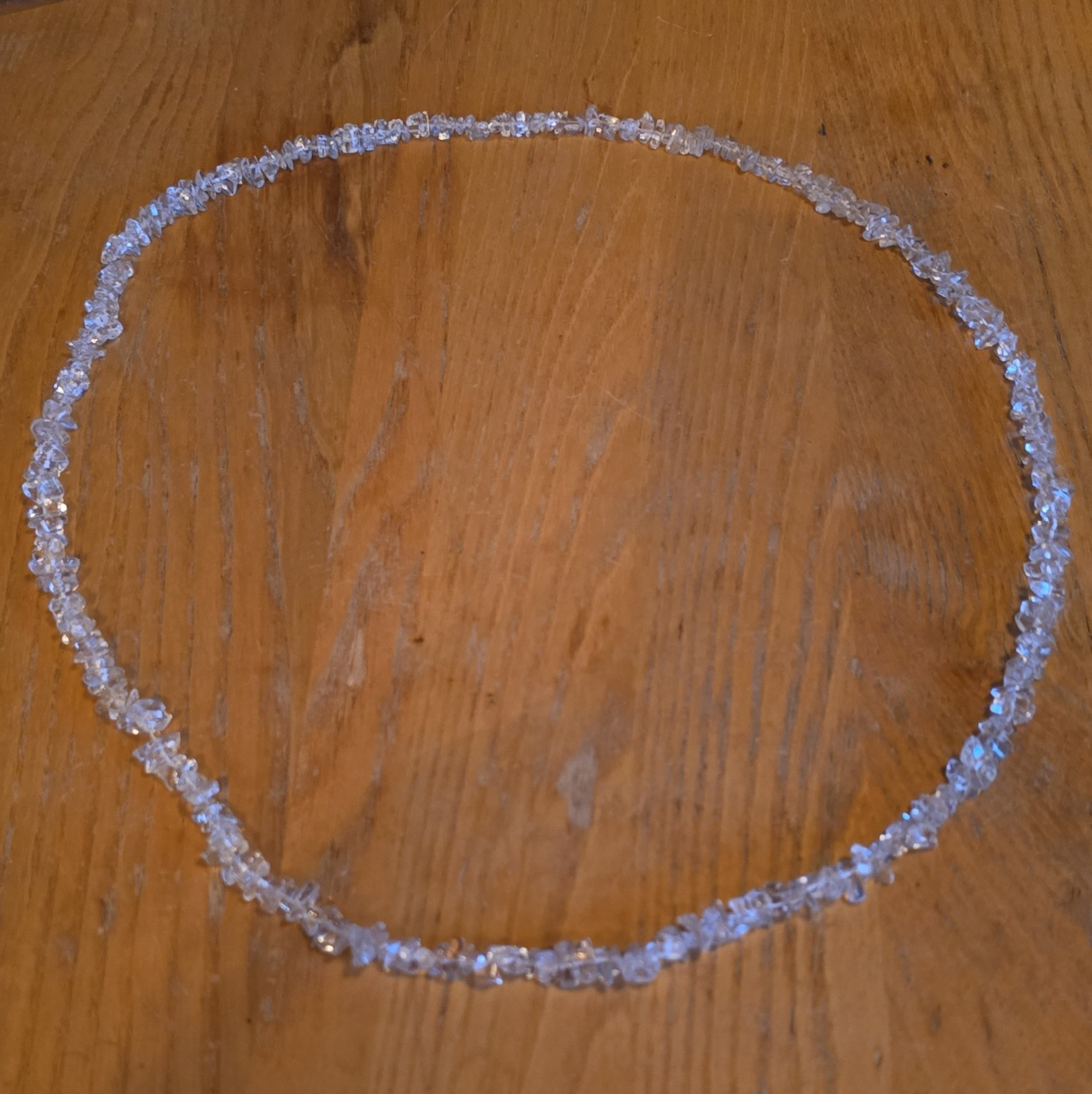 Clear Crystal Chip Beaded Strand Necklace White/Colorless Ball/Bead Chain