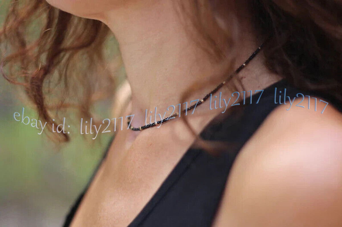 Mini 3mm Faceted Black Spinel Round Gemstone Beads Necklace 14-48 inches