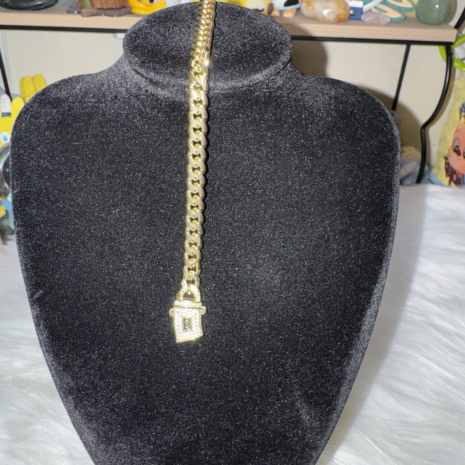Bracelet Cuban Link 14K Gold Filled Moissanite Lock Box, 7.5inch, 6mm, Stamped