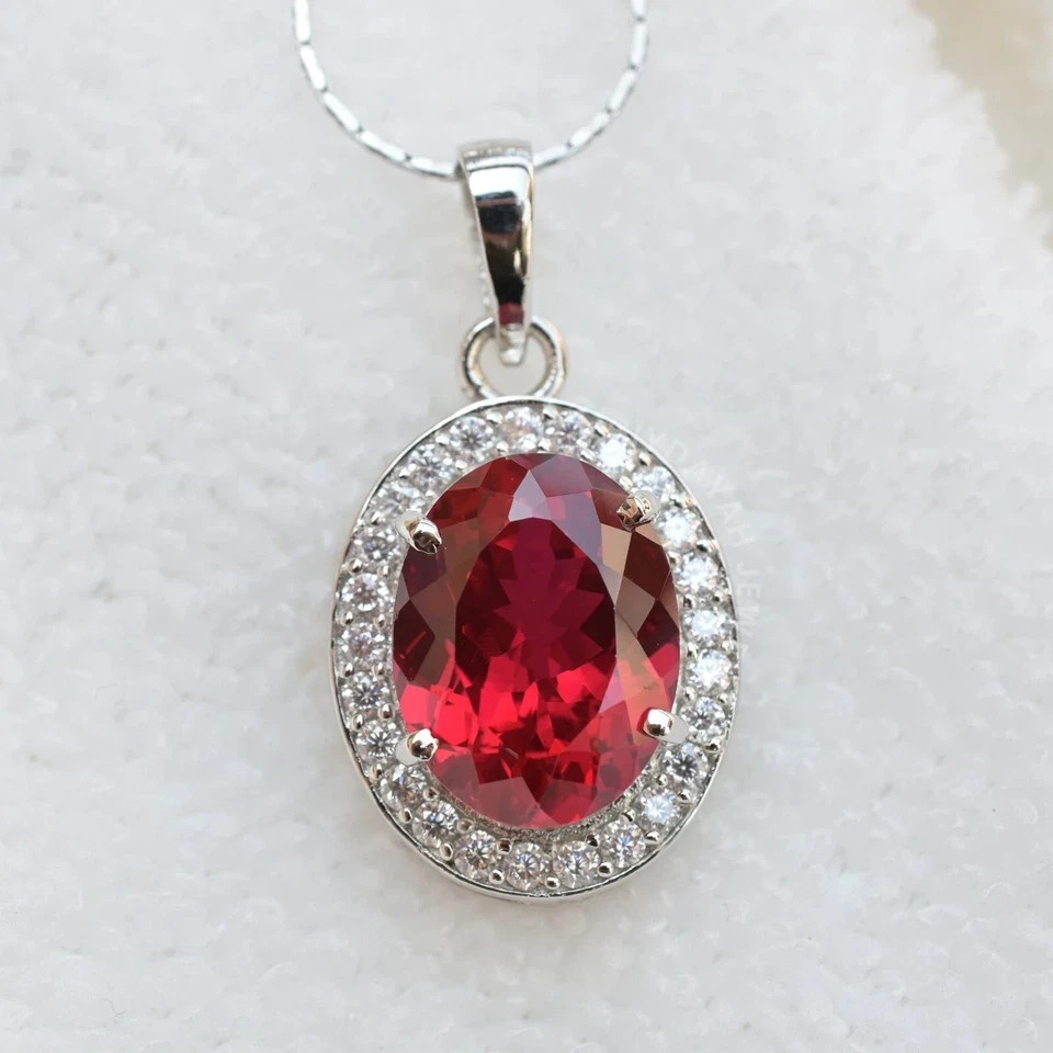 Natural 26 Ct Red Ruby Gemstone- 925 Silver Jewelry Pendant With Sliver Chain