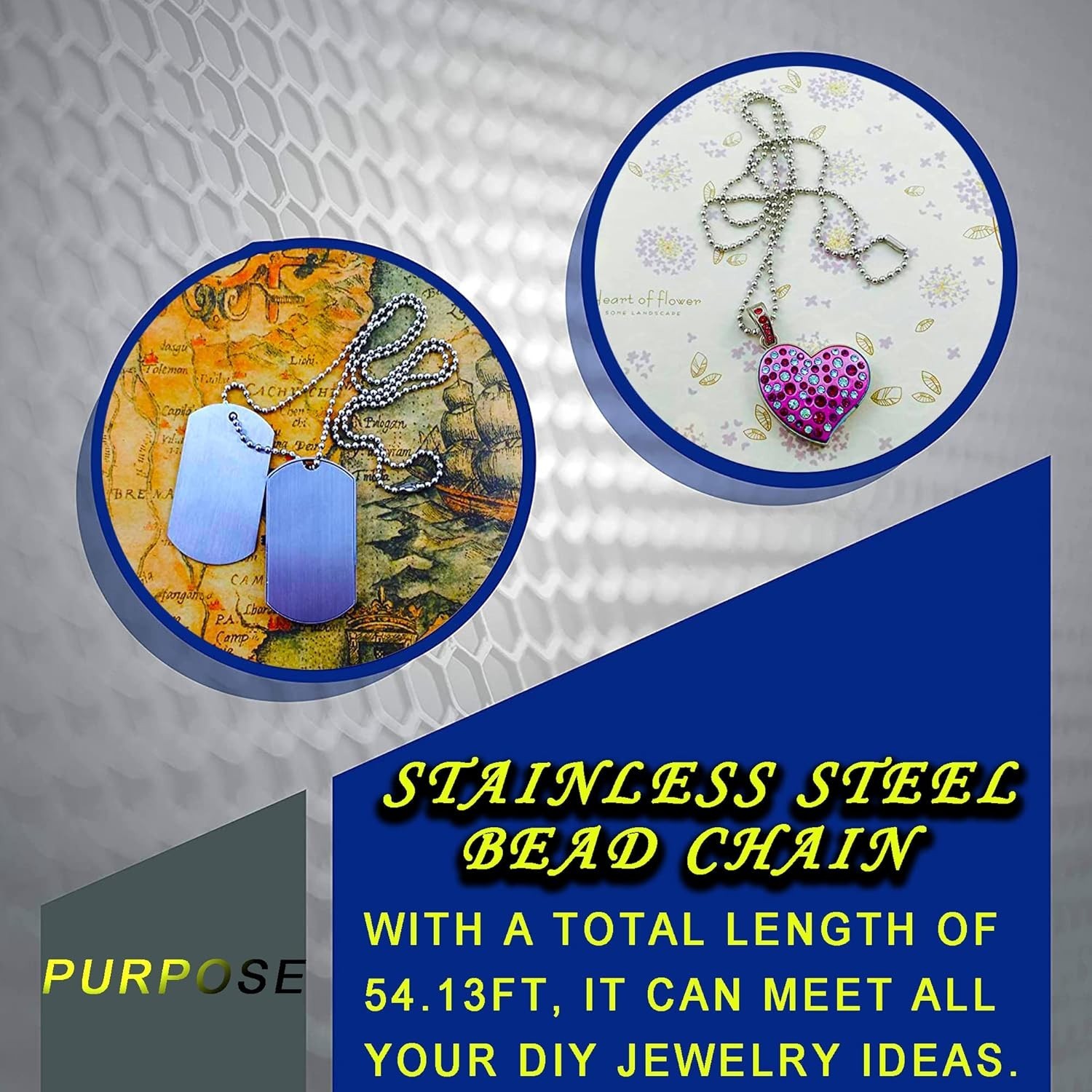 16ft or 55Ft Ball Bead Chain Stainless Steel Bulk Necklace Chain with Connectors