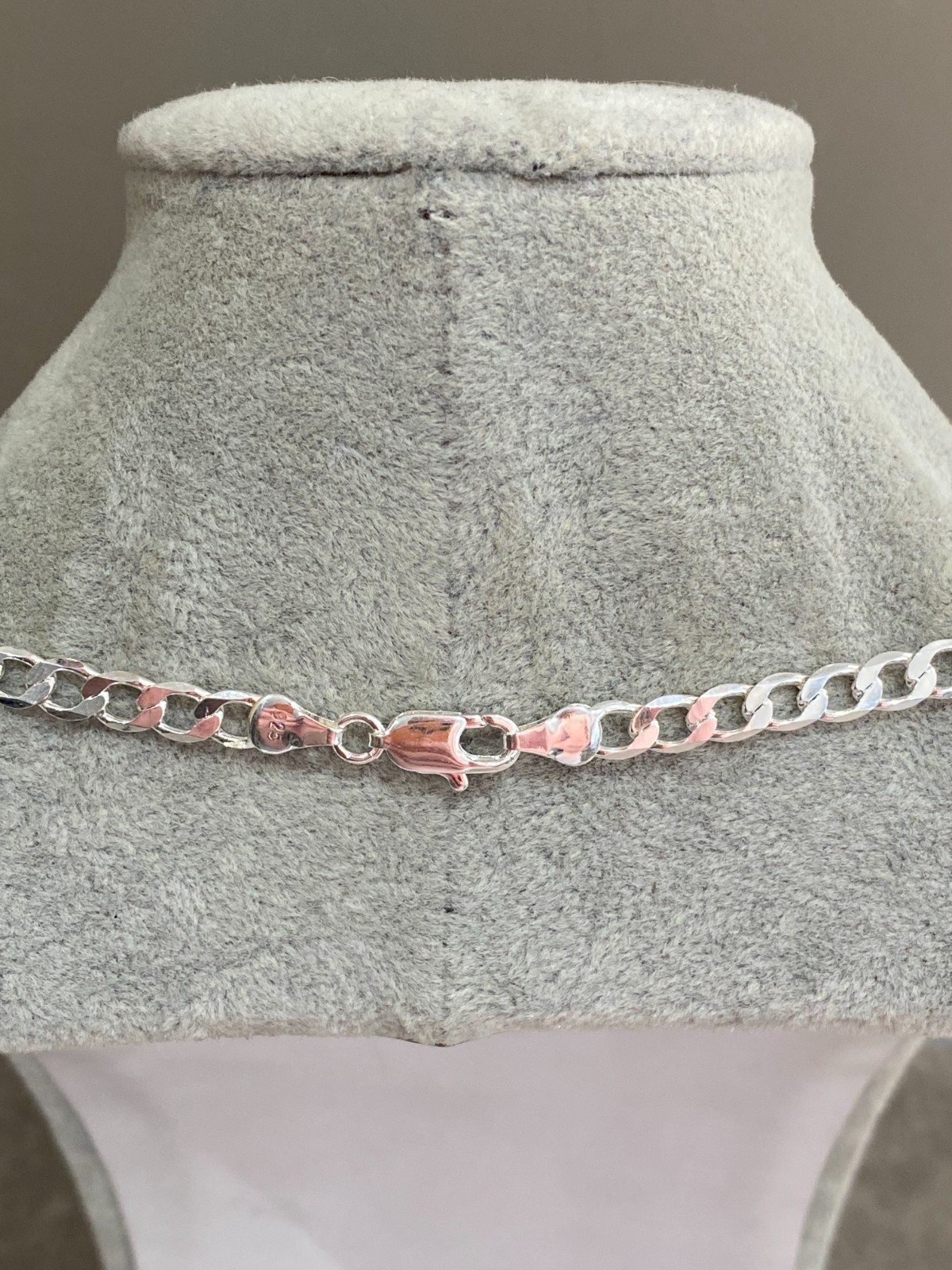 Mens Silver Plated Flat Curb Link Chain Necklace 20″ (50cm) 6mm Thick