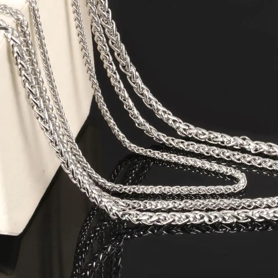 Stainless Steel Wheat Keel Braided Chain Necklace Bracelet Men Women 16″-30″